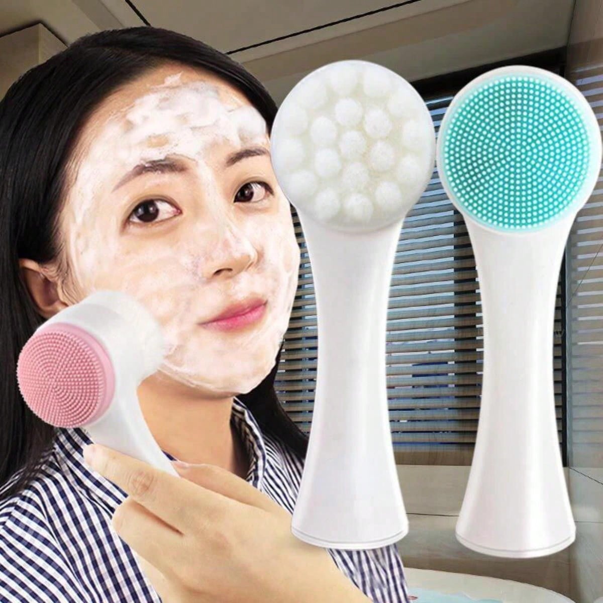 Silicone Face Scrubber Electric - Doppelseitiger Gesichtsreiniger, Silikon-Gesichtsreinigungsbürste, Mitesser entfernen, Porenreiniger,